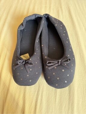 Studio 1886 by Avon Navy Star Ballet Slippers with Bow Size 9-10